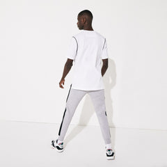 Mens SPORT Piped-Seam Cotton T-Shirt | Lacoste White / Black / White • Bld