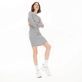 Womens Wo Nautical Ribbed Cotton Dress | Lacoste White / Navy Blue • Ev0