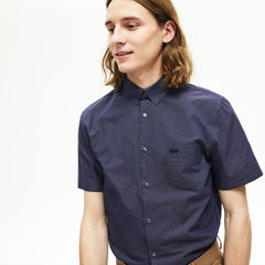 Mens Regular Fit Texturized Cotton Shirt | Lacoste Navy Blue / White • 525