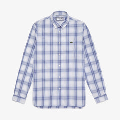 Mens Slim Fit Long-Sleeve Wool Stretch Shirt | Lacoste Purple / Light Blue • Xj9