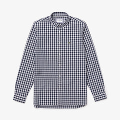 Mens Slim Fit Long-Sleeve Wool Shirt | Lacoste White / Navy Blue • 522
