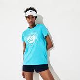 Womens Wo SPORT Roland Garros Logo T-Shirt | Lacoste Turquoise / White / Green • Yp2