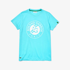 Womens Wo SPORT Roland Garros Logo T-Shirt | Lacoste Turquoise / White / Green • Yp2