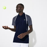 Mens SPORT Mesh Sleeved Breathable Tennis Polo Shirt | Lacoste Navy Blue / White • R26