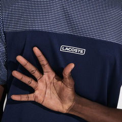 Mens SPORT Mesh Sleeved Breathable Tennis Polo Shirt | Lacoste Navy Blue / White • R26