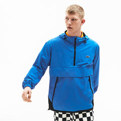 Mens/Womens Unisex LIVE Water- Resistant Pullover Windbreaker | Lacoste Blue / Black • Du5