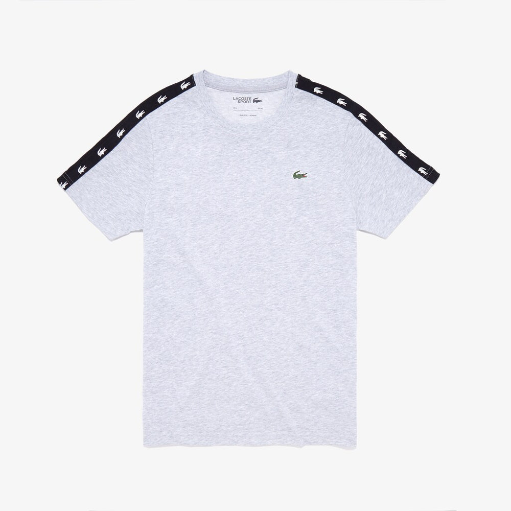 Mens SPORT Crocodile-Stripe T-Shirt | Lacoste Grey Chine / Black • Y5J