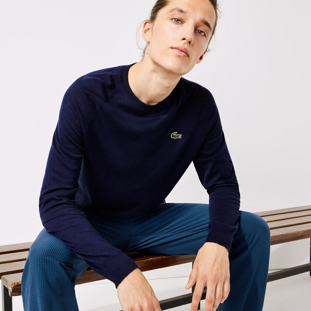 Mens SPORT Breathable-Knit Golf Sweater | Lacoste Navy Blue • 166