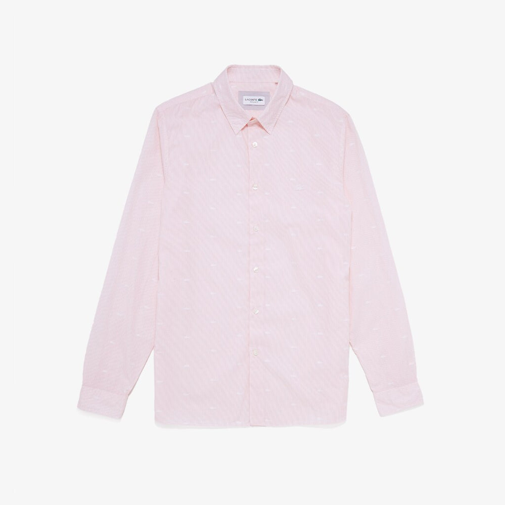 Mens Crocodile Print Poplin Shirt | Lacoste Pink / White • Ztx