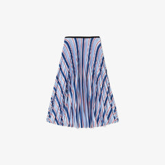 Womens Wo MultiColor Striped Pleated Skirt | Lacoste Purple / Navy Blue / White / Red • R4J