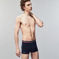 Mens Pack Of 3 Iconic Boxer Briefs With Three-Tone Waistband | Lacoste Navy Blue / Grey Chine / Red • W34