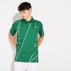 Mens SPORT Novak Djokovic Printed Breathable Polo Shirt | Lacoste Green / White • 4Ya