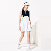 Womens Wo SPORT Colorblock Stretch Jersey Dress | Lacoste White / Navy Blue / Turquoise / Yellow • Y22