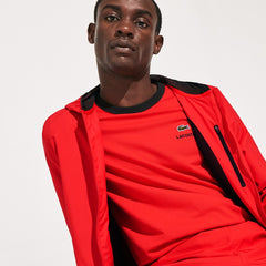 Mens SPORT Water-Resistant Foldable Hooded Zip Jacket | Lacoste Red / Black • G64