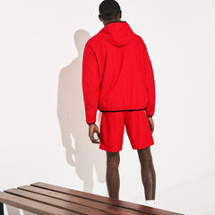 Mens SPORT Water-Resistant Foldable Hooded Zip Jacket | Lacoste Red / Black • G64