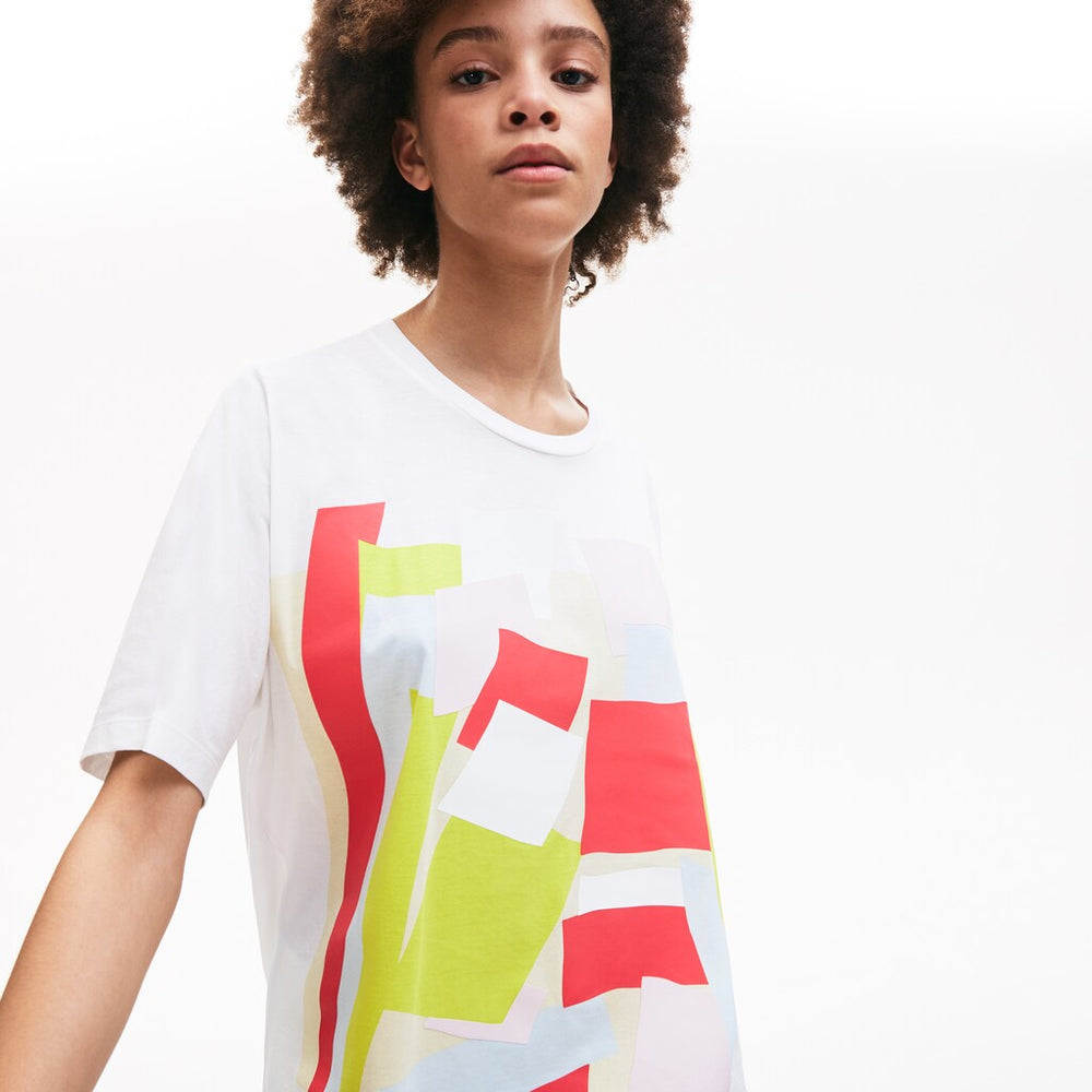 Womens Wo Art-Print Cotton T-Shirt | Lacoste White • 001