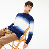 Mens Made In France Degraded Cotton Crew Neck Sweater | Lacoste Navy Blue / Blue / White • Rna