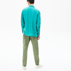 Mens Regular Fit Linen Shirt | Lacoste Green • S5J