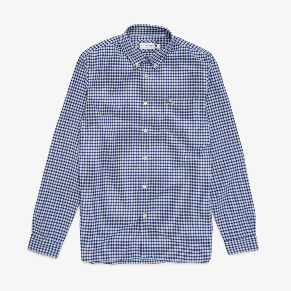 Mens Regular Fit Cotton Shirt | Lacoste Light Blue / Navy Blue • Wx1