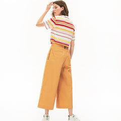 Womens Wo Crew Neck Striped Cotton T-shirt | Lacoste White / Red / Light Pink / Yellow • Kez