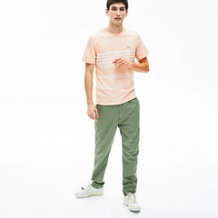 Mens Cotton-Linen Stripe T-shirt | Lacoste Light Pink / White • Kt3