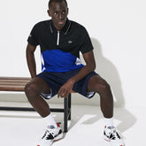 Mens SPORT Ultra-Dry Piqué Zip Tennis Polo Shirt | Lacoste Black / Blue / White • Rus