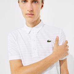 Mens SPORT Textured Breathable Golf Polo Shirt | Lacoste White • 001