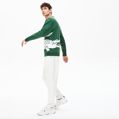 Mens Oversize Croc Crew Neck Cotton Sweatshirt | Lacoste Green • 132