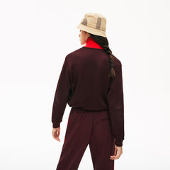 Womens Wo Color-Block Fleece Zip Up Sweatshirt | Lacoste Bordeaux / Beige / Red • R9B