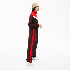 Womens Wo Color-Block Fleece Zip Up Sweatshirt | Lacoste Bordeaux / Beige / Red • R9B