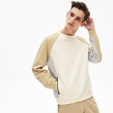 Mens Motion Colorblock Crew Neck Sweatshirt | Lacoste White / Grey / Beige • Try