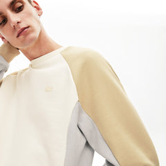 Mens Motion Colorblock Crew Neck Sweatshirt | Lacoste White / Grey / Beige • Try