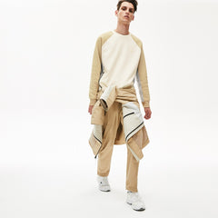 Mens Motion Colorblock Crew Neck Sweatshirt | Lacoste White / Grey / Beige • Try