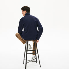Mens Zippered Solid Sweatshirt | Lacoste Navy Blue / Khaki Green • X1S