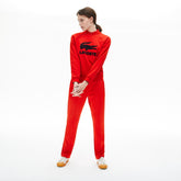 Womens Wo Printed Fleece Sweatshirt | Lacoste Red / Navy Blue • Bqs