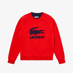Womens Wo Printed Fleece Sweatshirt | Lacoste Red / Navy Blue • Bqs