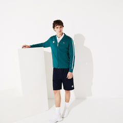Mens SPORT Roland Garros V-Neck Zip Sweatshirt | Lacoste Green / White / Red • Ym6