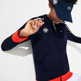 Womens Wo SPORT Roland Garros Hooded Zip-Up Jacket | Lacoste Navy Blue / White / Red / Green • Yme