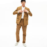 Mens Cotton-Linen Double-Breasted Jacket | Lacoste Brown • Z0W