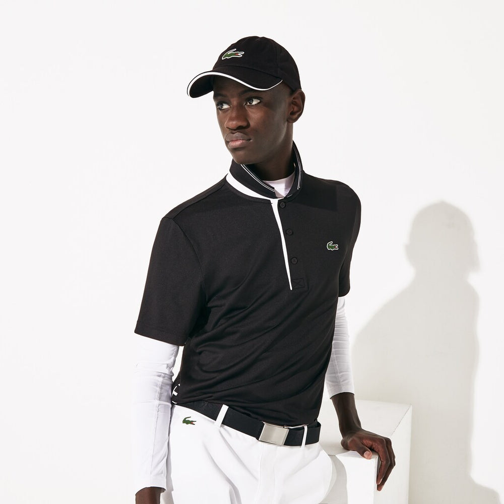 Mens SPORT Breathable Piqué Golf Cap | Lacoste Black / White • 258