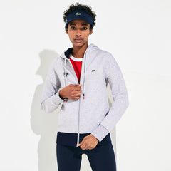 Womens Wo SPORT Roland Garros Print Zip-Up Sweatshirt | Lacoste Grey Chine / Navy Blue • Mt2