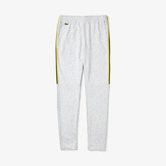 Mens SPORT Racing Stripe Fleece Track Pants | Lacoste Grey Chine / Yellow / Black • Y7Y