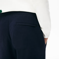 Mens Pleated Cotton-Silk Track Pants | Lacoste Navy Blue / Khaki Green • X1S