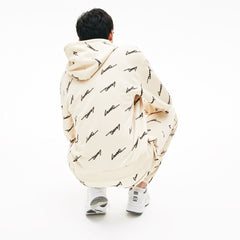 Mens LIVE Hooded Print Fleece Sweatshirt | Lacoste Beige • Wgu