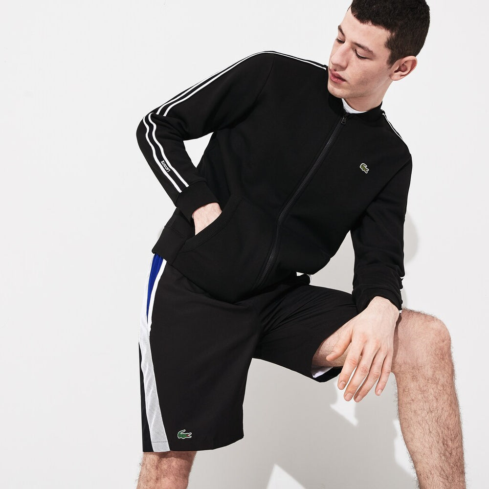 Mens SPORT Fleece Varsity Jacket | Lacoste Black / White / Black • 6Kj