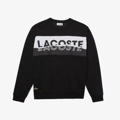 Mens SPORT Graphic Print Fleece Sweatshirt | Lacoste Black / White • Myj
