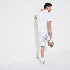 Mens SPORT Racing Stripe Lightweight Cotton Polo | Lacoste White / Black / White • Bld