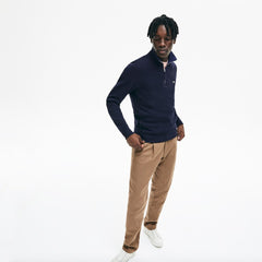 Mens Zip Stand-Up Collar Ribbed Sweatshirt | Lacoste Navy Blue • L6L