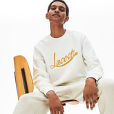 Mens Signature Print Crew Neck Sweatshirt | Lacoste White • 70V