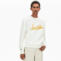 Mens Signature Print Crew Neck Sweatshirt | Lacoste White • 70V
